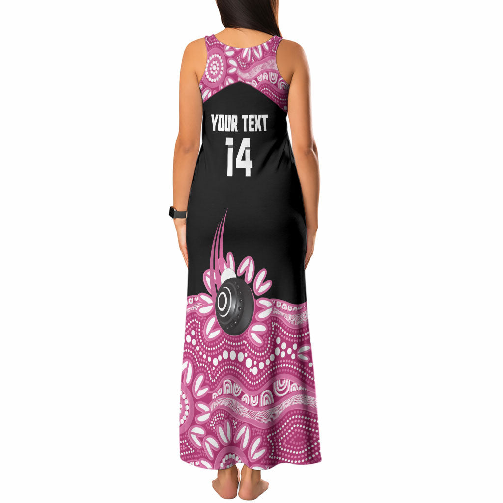 Bowls Australia Breast Cancer Custom Tank Maxi Dress Think Pink Aboriginal Art