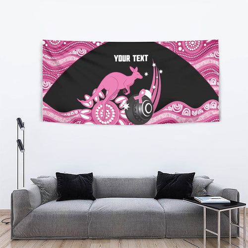 Bowls Australia Breast Cancer Custom Tapestry Think Pink Aboriginal Art