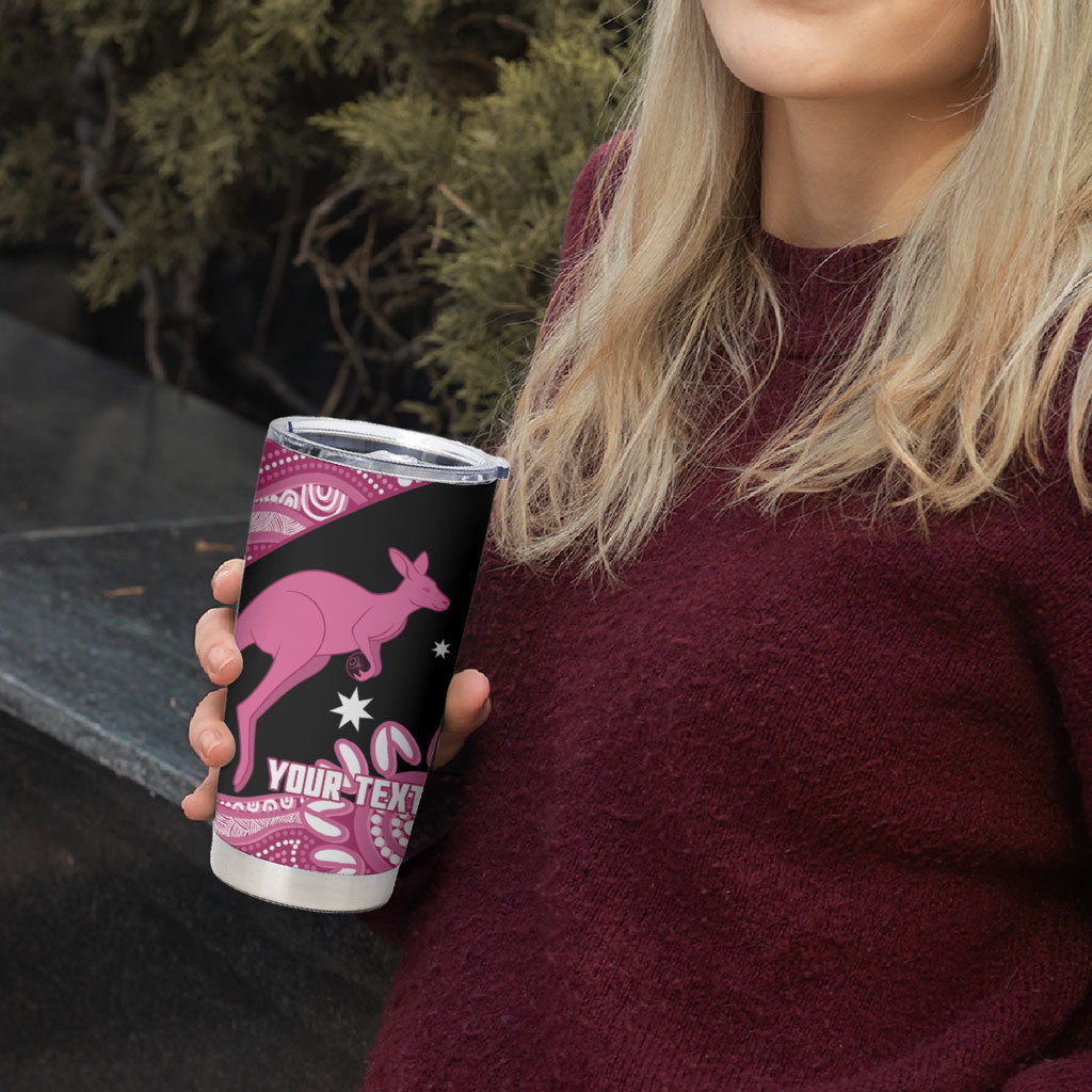 Bowls Australia Breast Cancer Custom Tumbler Cup Think Pink Aboriginal Art
