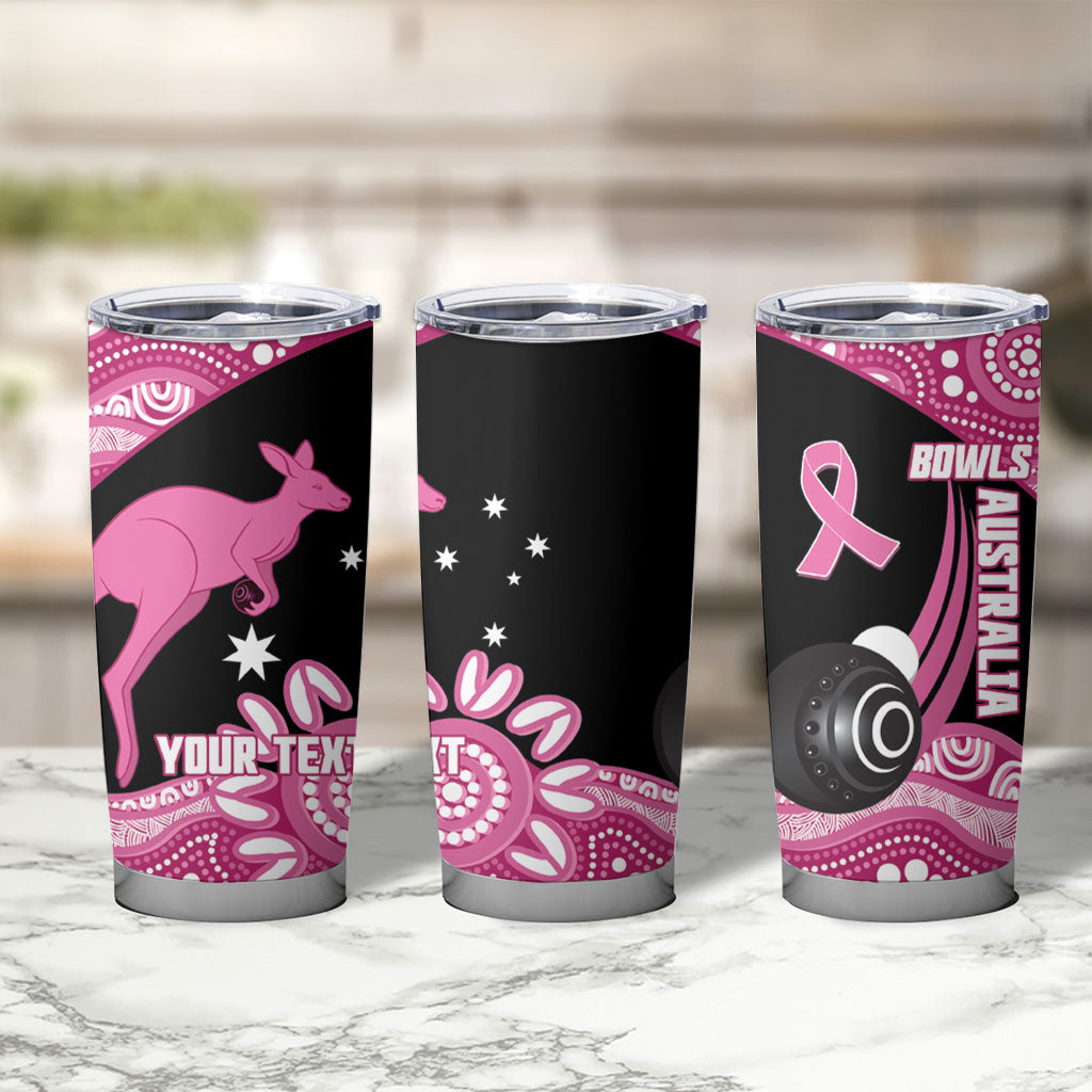 Bowls Australia Breast Cancer Custom Tumbler Cup Think Pink Aboriginal Art