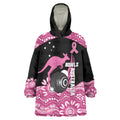 Bowls Australia Breast Cancer Custom Wearable Blanket Hoodie Think Pink Aboriginal Art
