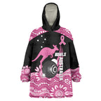 Bowls Australia Breast Cancer Custom Wearable Blanket Hoodie Think Pink Aboriginal Art