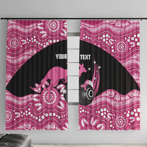 Bowls Australia Breast Cancer Custom Window Curtain Think Pink Aboriginal Art