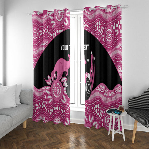 Bowls Australia Breast Cancer Custom Window Curtain Think Pink Aboriginal Art