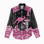 Bowls Australia Breast Cancer Custom Women Casual Shirt Think Pink Aboriginal Art