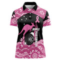 Bowls Australia Breast Cancer Custom Women Polo Shirt Think Pink Aboriginal Art