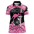 Bowls Australia Breast Cancer Custom Women Polo Shirt Think Pink Aboriginal Art