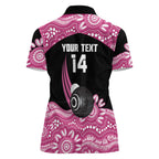 Bowls Australia Breast Cancer Custom Women Polo Shirt Think Pink Aboriginal Art