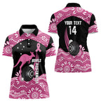 Bowls Australia Breast Cancer Custom Women Polo Shirt Think Pink Aboriginal Art