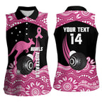 Bowls Australia Breast Cancer Custom Women Sleeveless Polo Shirt Think Pink Aboriginal Art