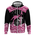 Bowls Australia Breast Cancer Custom Zip Hoodie Think Pink Aboriginal Art