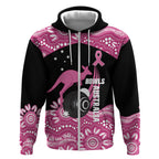 Bowls Australia Breast Cancer Custom Zip Hoodie Think Pink Aboriginal Art