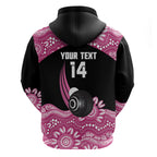 Bowls Australia Breast Cancer Custom Zip Hoodie Think Pink Aboriginal Art