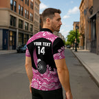Bowls Australia Breast Cancer Custom Zipper Polo Shirt Think Pink Aboriginal Art