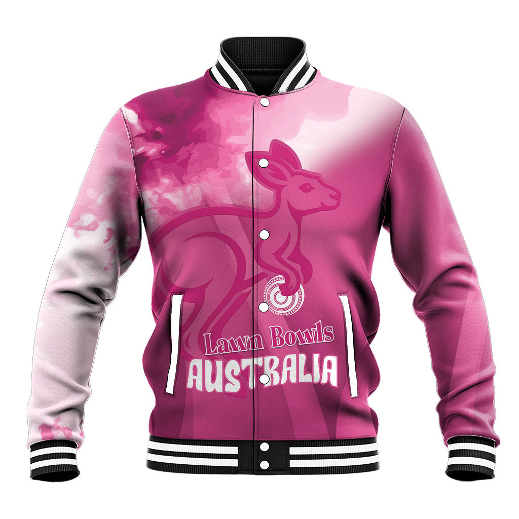 Bowls Australia Breast Cancer Personalised Baseball Jacket Aussie Kangaroo Marble Sporty