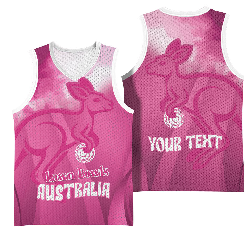 Bowls Australia Breast Cancer Personalised Basketball Jersey Aussie Kangaroo Marble Sporty