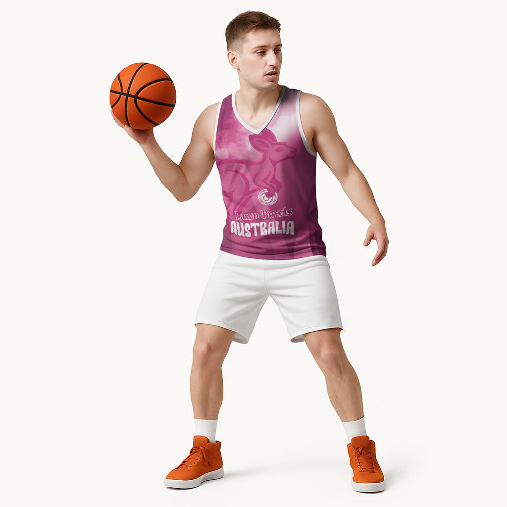 Bowls Australia Breast Cancer Personalised Basketball Jersey Aussie Kangaroo Marble Sporty