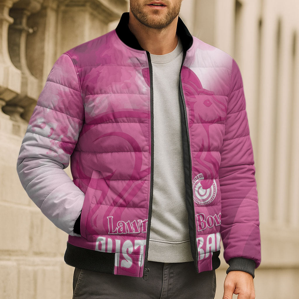 Bowls Australia Breast Cancer Personalised Bomber Puffer Jacket Aussie Kangaroo Marble Sporty