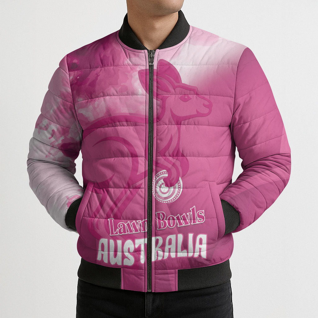 Bowls Australia Breast Cancer Personalised Bomber Puffer Jacket Aussie Kangaroo Marble Sporty