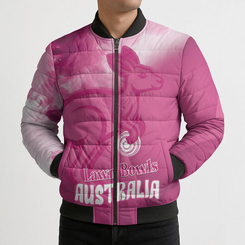 Bowls Australia Breast Cancer Personalised Bomber Puffer Jacket Aussie Kangaroo Marble Sporty