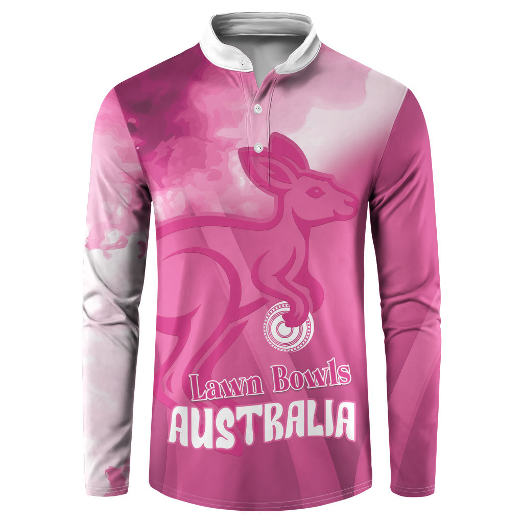 Bowls Australia Breast Cancer Personalised Button Sweatshirt Aussie Kangaroo Marble Sporty