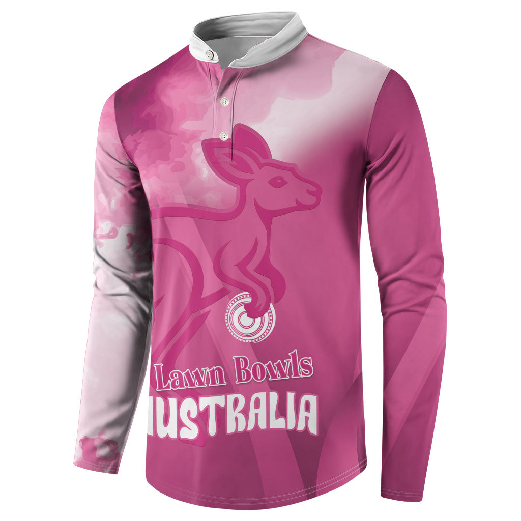 Bowls Australia Breast Cancer Personalised Button Sweatshirt Aussie Kangaroo Marble Sporty