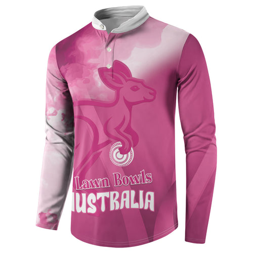 Bowls Australia Breast Cancer Personalised Button Sweatshirt Aussie Kangaroo Marble Sporty