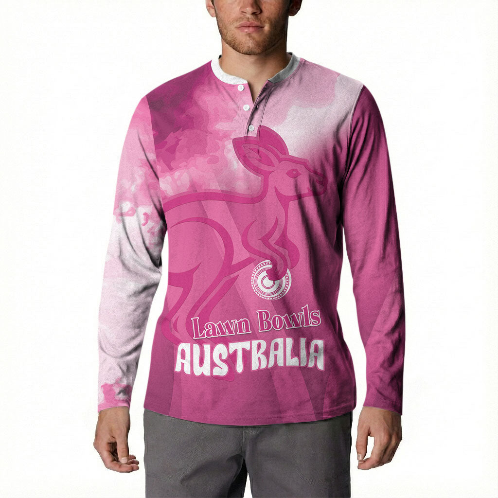Bowls Australia Breast Cancer Personalised Button Sweatshirt Aussie Kangaroo Marble Sporty