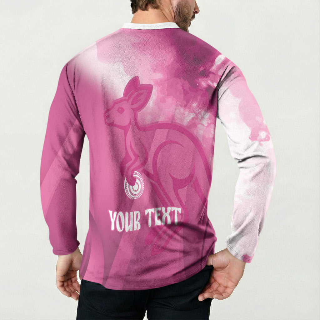 Bowls Australia Breast Cancer Personalised Button Sweatshirt Aussie Kangaroo Marble Sporty