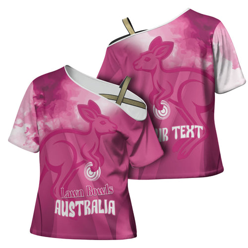 Bowls Australia Breast Cancer Personalised Cross Shoulder Shirt Aussie Kangaroo Marble Sporty