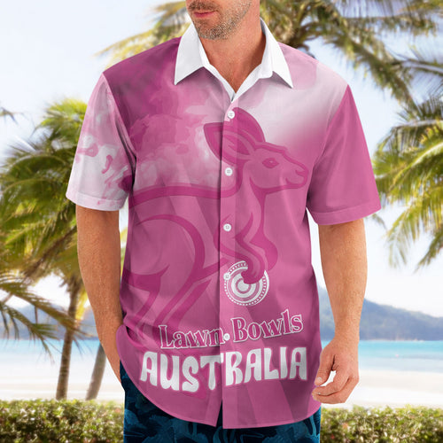 Bowls Australia Breast Cancer Personalised Hawaiian Shirt Aussie Kangaroo Marble Sporty