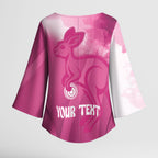 Bowls Australia Breast Cancer Personalised Kimono Sleeve Blouse Aussie Kangaroo Marble Sporty