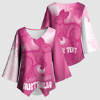Bowls Australia Breast Cancer Personalised Kimono Sleeve Blouse Aussie Kangaroo Marble Sporty