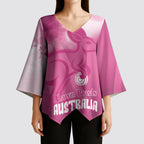 Bowls Australia Breast Cancer Personalised Kimono Sleeve Blouse Aussie Kangaroo Marble Sporty