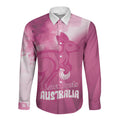 Bowls Australia Breast Cancer Personalised Long Sleeve Button Shirt Aussie Kangaroo Marble Sporty