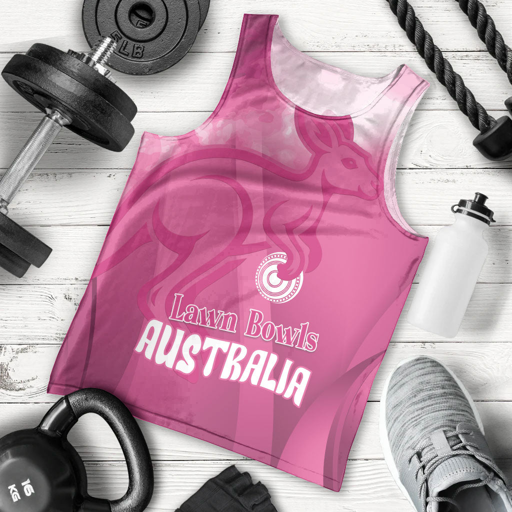 Bowls Australia Breast Cancer Personalised Men Tank Top Aussie Kangaroo Marble Sporty