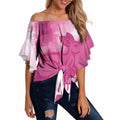 Bowls Australia Breast Cancer Personalised Off Shoulder Wrap Waist Top Aussie Kangaroo Marble Sporty