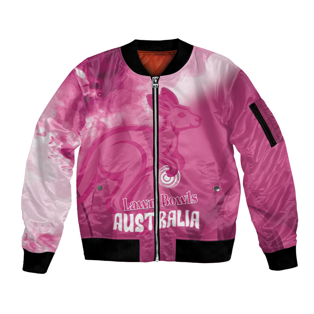 Bowls Australia Breast Cancer Personalised Sleeve Zip Bomber Jacket Aussie Kangaroo Marble Sporty