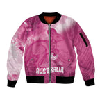 Bowls Australia Breast Cancer Personalised Sleeve Zip Bomber Jacket Aussie Kangaroo Marble Sporty