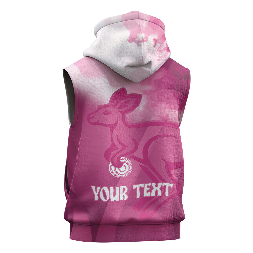 Bowls Australia Breast Cancer Personalised Sleeveless Hoodie Aussie Kangaroo Marble Sporty