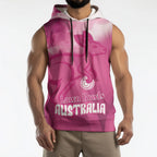 Bowls Australia Breast Cancer Personalised Sleeveless Hoodie Aussie Kangaroo Marble Sporty
