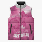 Bowls Australia Breast Cancer Personalised Sleeveless Puffer Jacket Aussie Kangaroo Marble Sporty