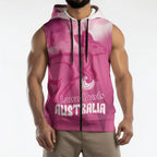 Bowls Australia Breast Cancer Personalised Sleeveless Zip Hoodie Aussie Kangaroo Marble Sporty