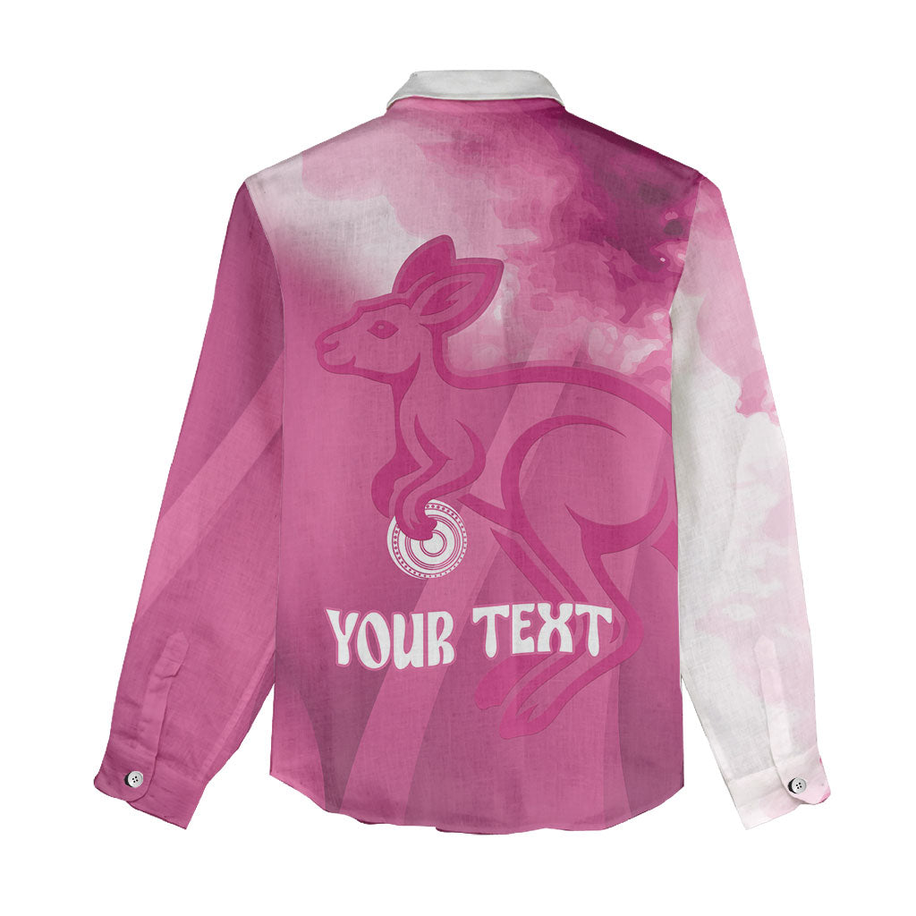 Bowls Australia Breast Cancer Personalised Women Casual Shirt Aussie Kangaroo Marble Sporty