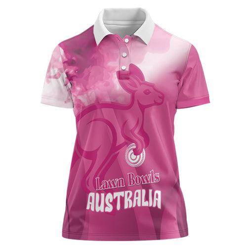 Bowls Australia Breast Cancer Personalised Women Polo Shirt Aussie Kangaroo Marble Sporty