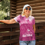 Bowls Australia Breast Cancer Personalised Women Polo Shirt Aussie Kangaroo Marble Sporty