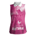 Bowls Australia Breast Cancer Personalised Women Sleeveless Polo Shirt Aussie Kangaroo Marble Sporty