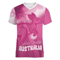 Bowls Australia Breast Cancer Personalised Women V-Neck T-Shirt Aussie Kangaroo Marble Sporty