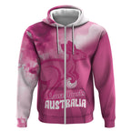 Bowls Australia Breast Cancer Personalised Zip Hoodie Aussie Kangaroo Marble Sporty