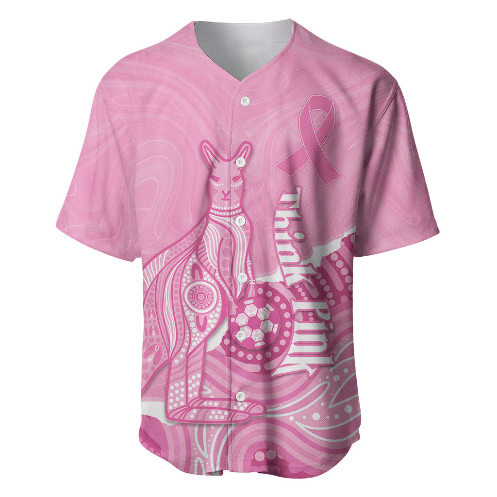 Australia Soccer Breast Cancer Custom Baseball Jersey Think Pink Aussie Opal Aboriginal Art